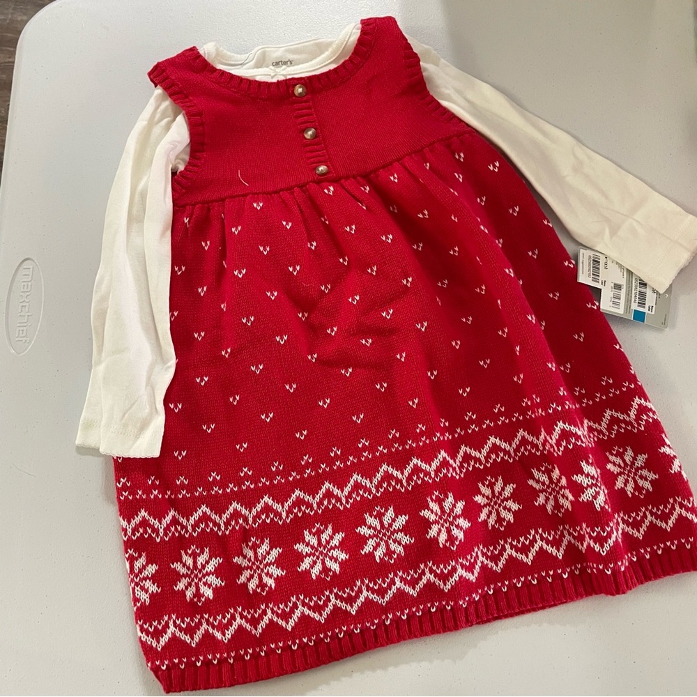Carter's Red and White Knit Dress
